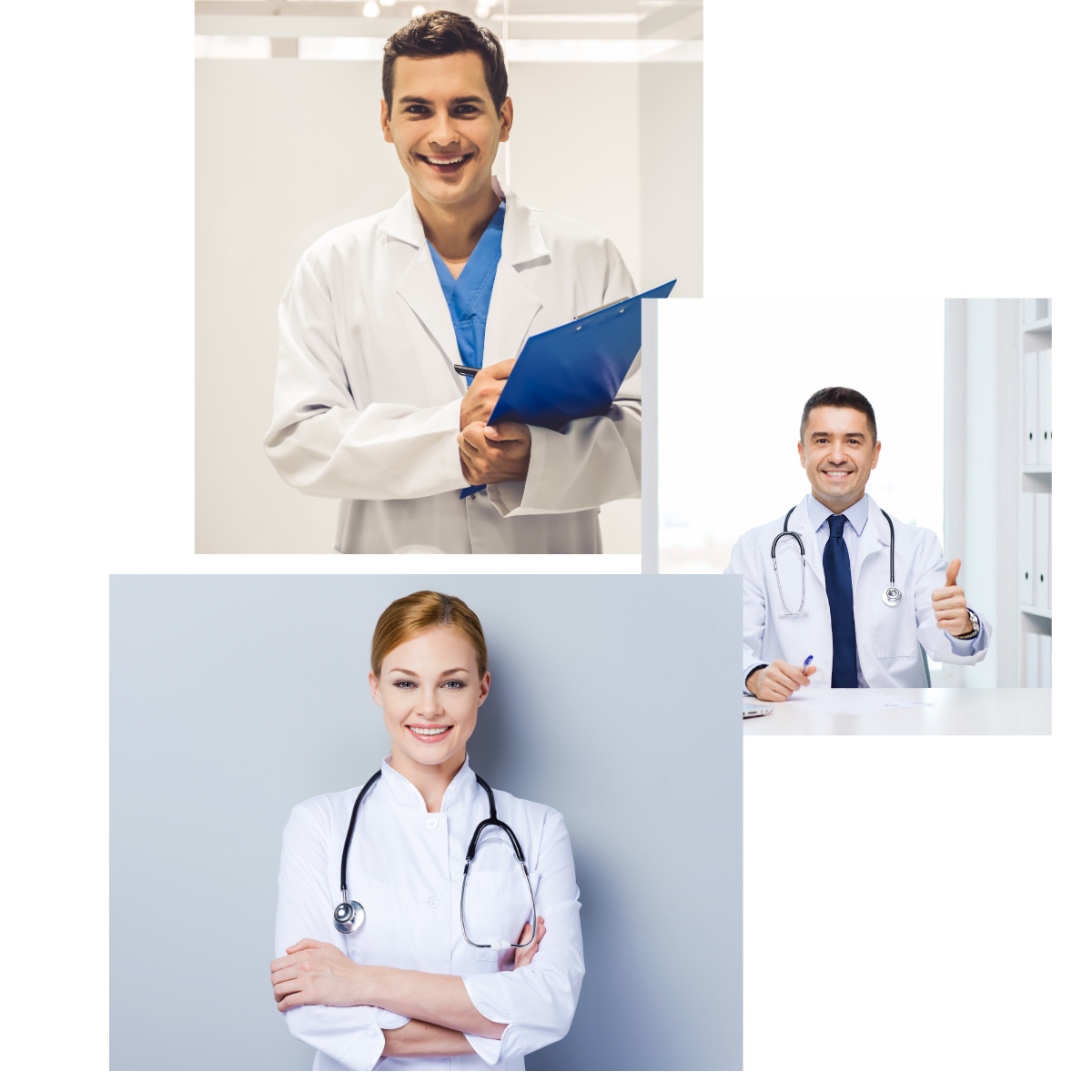 Images of Doctors excited and happy to use our services